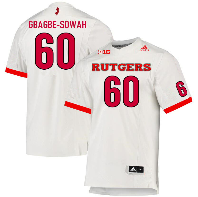 Men #60 Moses Gbagbe-Sowah Rutgers Scarlet Knights College Football Jerseys Sale-White - Click Image to Close